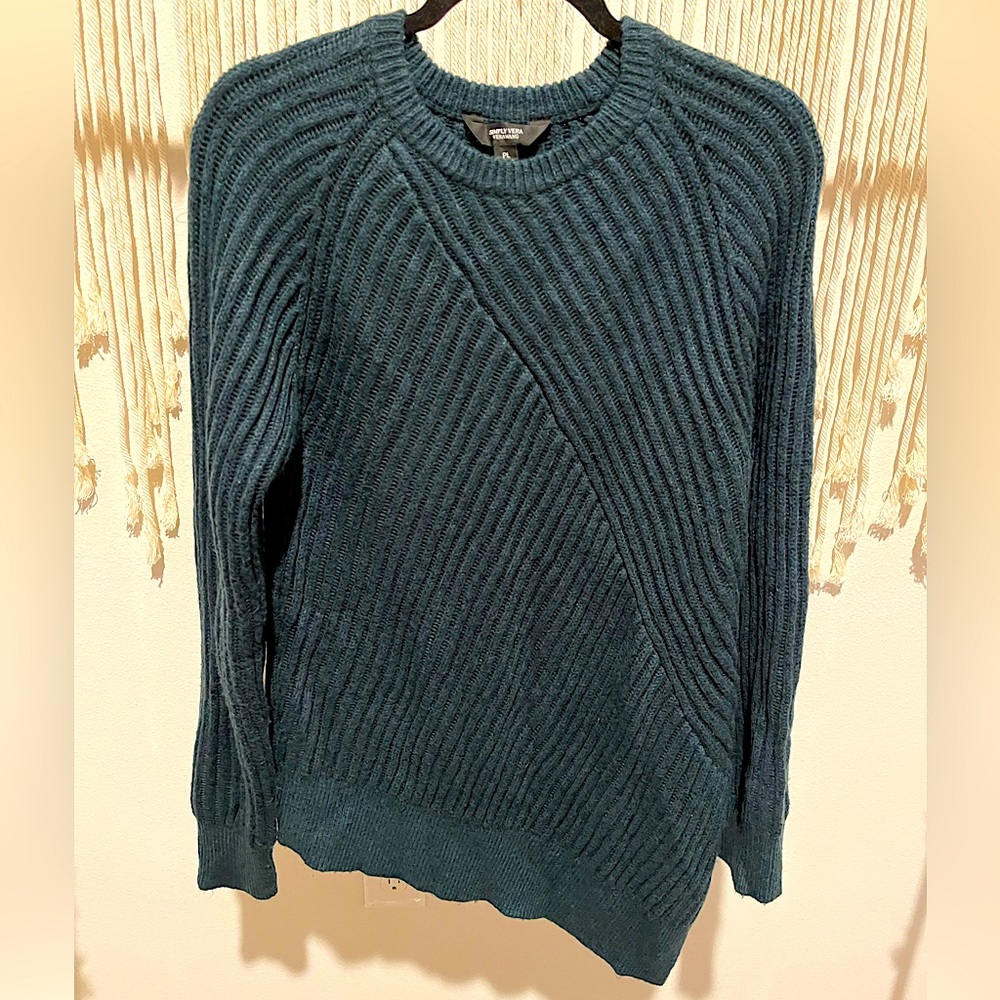Simply Vera Vera Wang Dark Teal Sweater Shirt Size LP